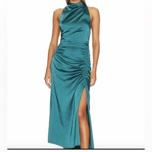 A.L.C. Teal Ruched Midi Dress
